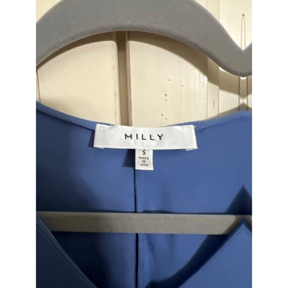 Milly size small blue 100% silk top shirt blouse - Picture 2 of 4